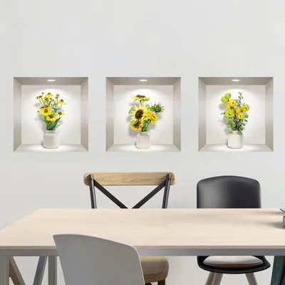 Produktbild von 3D-Aufkleber mit frühlingshaften gelben Blumen, 40 x 120 cm