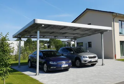Produktbild von Doppelcarport Carport für 2 Autos inkl. 15 Module mit Dachverkleidung & Regenrinne