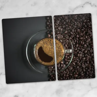 Produktbild von Glas-Herdabdeckplatten Glaskeramikkochfeld-Abdeckung Spritzschutz Glas 70x52 Kaffeebohnen Kaffee