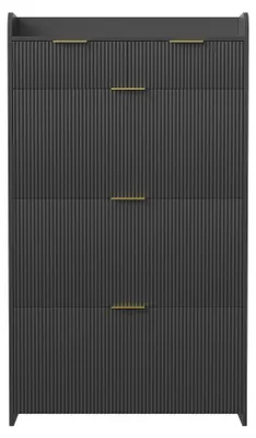 Produktbild von Schuhschrank Flur - Moderner Schuhschrank - 80×24×110 cm - 3 Klapptüren 2 Schubladen - Platzsparend - Schwarz