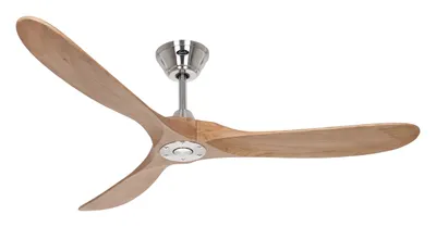 Obrázek produktu pro Energeticky úsporný stropní ventilátor s dálkovým ovládáním Eco Genuino kartáčovaný chrom / dub střední 152 cm