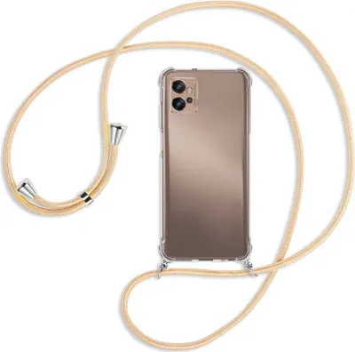 Produktbild von Handykette Backcover-Schutzhülle mit Band (Metall silberfarben) für Motorola Moto G32 (6.5'') - Goldkordel