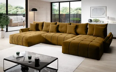 Produktbild von Modernes BASTO U 380x190 Ecksofa mit Schlaffunktion, Bettkasten, Federn, Monolith Premium Stoff