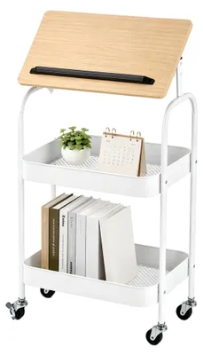Produktbild von Nutzwagen, 2-stufiges Design, mobiler Organizer, WEISS