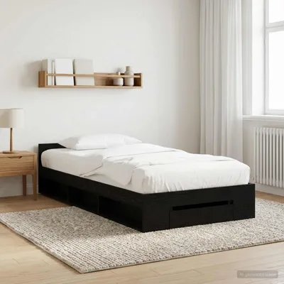 Immagine prodotto di Letto matrimoniale con contenitore e scaffalatura, finitura noce nero, dimensioni 80 x 200 cm