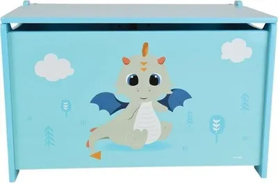 Produktbild von Spielzeugkiste, LEON DER DRACHE Design, Holz, 40 x 58 x 36 cm, Blau