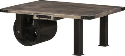 Immagine prodotto di MASSIVMOEBEL24 | tavolino da salotto in legno di Mango 110x80x43 grigio scuro laccato RAILWAY #205