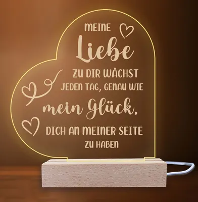 Produktbild von INDIGOS UG - LED Nachttischlampe - Herz links - Spruch 9 - Liebe, Familie, Mama, Papa - Herz mit Spruch - Nachtlicht - 3D-LED-Lampe  - Geschenk, Geburtstag, Weihnachten, Muttertag, Vatertag