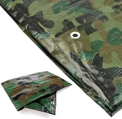 Productafbeelding van Camouflage Afdekzeil 3 x 4 m - Beschermend Tuinzeil met Oogjes - 90 g/m²