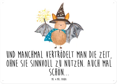 Produktbild von Mr. & Mrs. Panda Wandbild Fledermaus Zauberer DIN A5 - Weiß - Geschenk, Schild, tafel, Fledermäuse, Metallschild, Magier, Reinsteigern, Lustige Sprüche, Frauen
