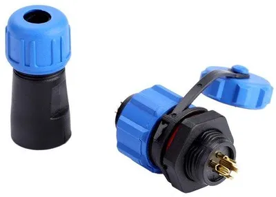 Image de Connecteurs étanches - 4 pôles - Haute qualité - Bleu - Étanchité IP67 - Pour usage extérieur - Type 14