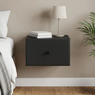 Image de Maison Exclusive - Table de chevet murale noire 34,5 x 33 x 20 cm