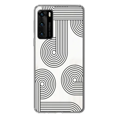 Produktbild von MuchoWow® Handyhülle Schutzhülle Hülle für Huawei P40 Abstrakt - Schwarz - Weiß - Kreis Silikon Softcase Handy Hülle - Handytasche