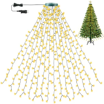 Image de Guirlande lumineuse LED pour sapin de Noël - 480 LED, 8 modes d'éclairage et minuterie - Éclairage blanc chaud pour Noël et les fêtes - 3 mètres