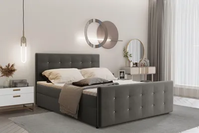Produktbild von Kaiser Möbel Boxspringbett 160x200 mit bettkasten und matratze+topper, Schlafzimmerbett AMOR Warmgrau