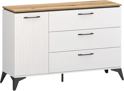 Obrázek produktu pro Kondela Jednodveřová komoda se zásuvkou Velis 1D3S - bílá / dub evoke