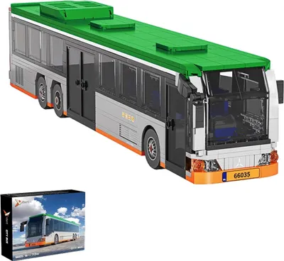 Produktbild von Modellbausatz Stadtbus 66035 mit 712 Klemmbausteinen, Maße 41x9,1x8 cm