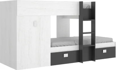 Immagine prodotto di Dmora Composizione Camera da Letto Araba 111x271x150h cm Bianco Antracite, Reversibile 2 Cassetti