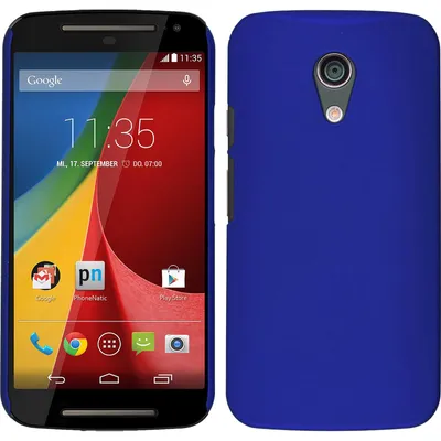 Produktbild von PhoneNatic Case kompatibel mit Motorola Moto G 2014 2. Generation - Hülle blau gummiert Hard-case + 2 Schutzfolien
