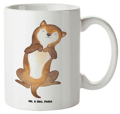 Produktbild von Mr. & Mrs. Panda Große Teetasse Hund Streicheln - Weiß - Geschenk, Tasse, Hunde, Sprüche, Bauch, Pott, Süß, Niedlich, Haferl, weisse, Teebecher