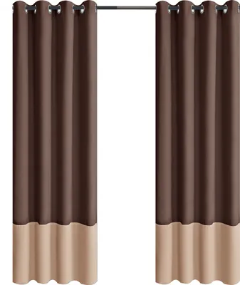 Produktbild von (52 * 94 Zoll, Brown + Beige) 2 Stück Außenvorhang wasserdicht, blickdichter Vorhang winddicht UV-Schutz Sonnenschutzvorhänge