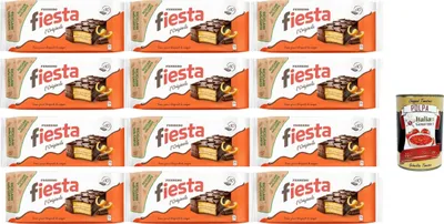 Produktbild von Fiesta, 10 Snacks Schwammkuchen mit Schokolade, zartem orangefarbenem Geschmack, ausgezeichnet für Frühstück und Snack, 12x 360g + Italian Gourmet polpa 400g