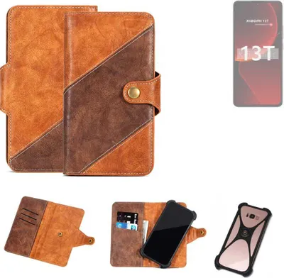Produktbild von K-S-Trade Handyhülle Schutzhülle Bookstyle Case Wallet-Case kompatibel mit Xiaomi 13T Cover Klapphülle Kantenschutz Smartphone dunkelbraun braun 1x