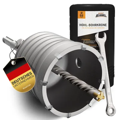 Produktbild von BAURIX® Hohl-Bohrkrone 68mm SDS Plus [8 Karbid-Zähne] I Dosensenker Hammerschlagfest I Für Unterputzdosen, Steckdosen I Mauerwerk, Stein, Beton