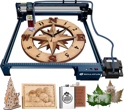 SCULPFUN S30 Pro 10W Gravier- und Schneidemāschine mit Air Assist, 0,005 mm Präzision - für Metall, Holz, Keramik, Stein, Acryl (410 x 400mm)
