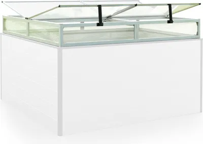 Produktbild von Frühbeetkasten 150x150 cm Frühbeetaufsatz  Aufzucht Treibhaus, Aluminium mit Polycarbonat Doppelstegplatten, UV-beständig, inkl. Öffnungsklappen