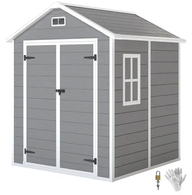 Produktbild von Outsunny Gerätehaus 2,4m², Gartenhaus mit Satteldach, 182 x 151 x 219/181 cm