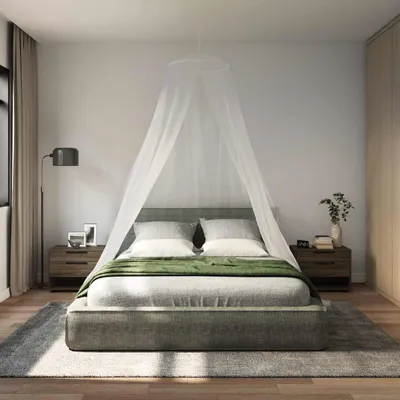 Image de Ciel de lit anti-moustiques 3 pcs Maille 156 Blanc Ø56 x 220 cm