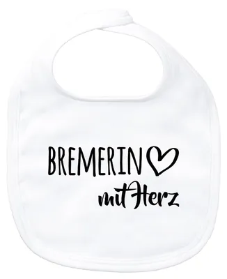 Produktbild von Huuraa Baby Lätzchen Bremerin mit Herz White Klettverschluss  Baumwolle Latz Geschenkidee