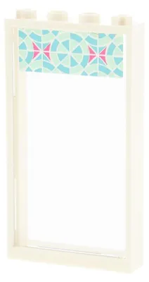 Produktbild von 1x Lego Fenster Rahmen 1x4x6 weiß Scheibe transp. weiß Sticker 57895pb092 60596