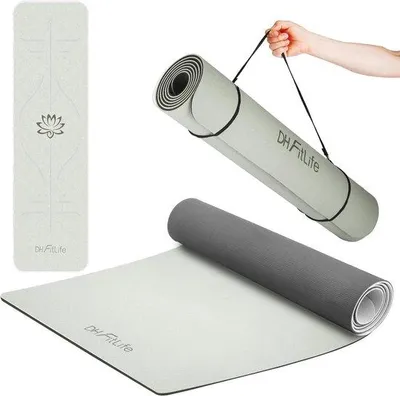 Productafbeelding van Famanu yogamat 183 x 61 x 0,6 cm - Gymnastiekmat met richtlijnen - Antislip en milieuvriendelijk