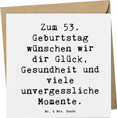 Produktbild von Mr. & Mrs. Panda Grußkarte Spruch 53. Geburtstag Glück - Weiß - Geschenk, Happy Birthday, Alter, Klappkarte, faltkarte, anlasskarte, feiern, Meilenstein, Glückwunschkarte