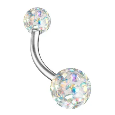 Produktbild von Taffstyle Bauchnabelpiercing Bauchnabelpiercing Banane Piercing Doppel Multi Epoxy Ferido Kristall Kugeln, Rainbow / 8mm