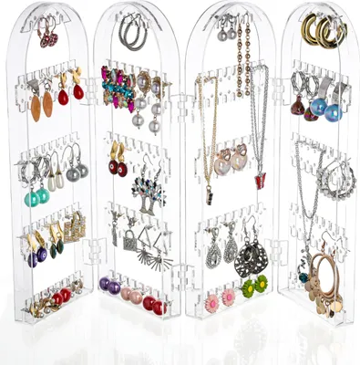 Craspire Ohrring-Display-Halter Aus Acryl – 74 Löcher, 8 Kleiderbügel – Transparenter Schmuck-Organizer