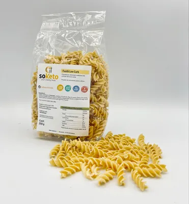 Produktbild von Fusilli Keto Low Carb SOKETO Short Pasta mit sehr wenigen Kohlenhydraten für die ketogene Ernährung (Packung: 250 g), 250gr
