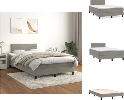 Produktbild von vidaXL Boxspringbett mit Matratze Hellgrau 120x200 cm Samt -  Betten & Bettgestelle