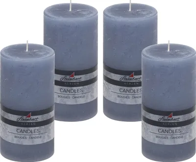 Produktbild von 4er Set Adventskranzkerzen "Raureif" Rauchblau 150/78 mm
