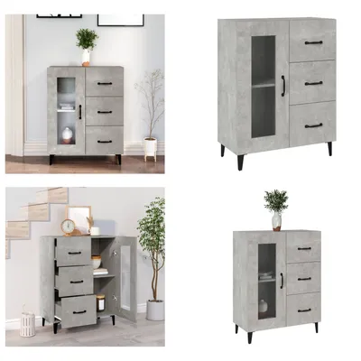Obrázek produktu pro vidaXL Příborník betonový šedý 69,5x34x90 cm materiál na bázi dřeva - Příborník - Příborníky - Skříňka - Úložná skříňka