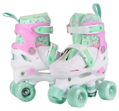 Productafbeelding van Champz Kinder Rolschaatsen Verstelbaar – Pastel Groen/Roze - 28-31