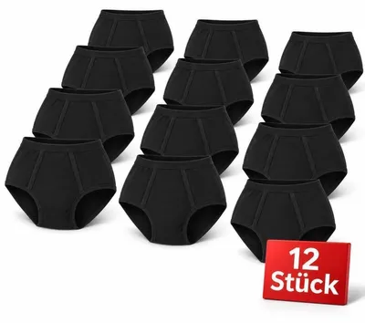 Produktbild von Herren Slips aus 100 % Baumwolle mit Eingriff, Schwarz-M-12