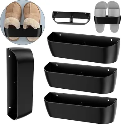 Produktbild von 4er Set vertikaler Wand-Schuhregal, 4 Ebenen, PP Material, platzsparend, tragbar, für Camper, Wohnmobil, Single-Wohnungen, einfache Montage