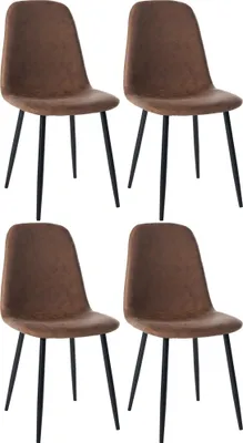 Produktbild von In And OutdoorMatch Esszimmerstuhl Quintin – Braun – 4er-Set – Esszimmerstuhl – Kunstleder – Hochwertige Polsterung – Dekorativer Stuhl – Edler Esszimmerstuhl