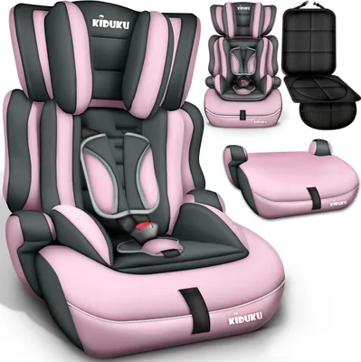 Produktbild von KIDUKU® Autokindersitz Kinderautositz Autositz Kindersitz 9-36kg Gruppe 1+2+3 Grau/Pink