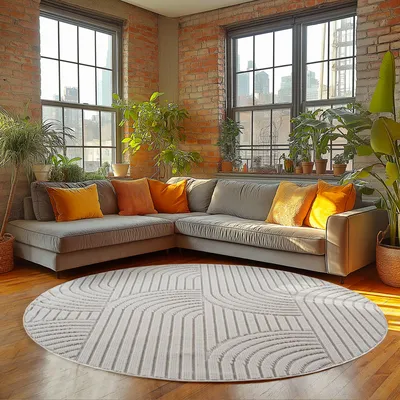 Obrázok produktu pre Homebyhome Koberec Obývací Pokoj Boho Design Bouclé Smy?kový Skandinávský Styl Odolný M?kký do Ložnice, Velikost: 120 cm Rund