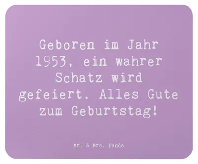 Produktbild von Mr. & Mrs. Panda Mauspad Spruch 1953 Geburtstag Schatz - Lavendeltraum - Geschenk, 70., pc, Geburtstagsgeschenk, Happy Birthday, Geboren im Jahr, Mousepad, computermatte