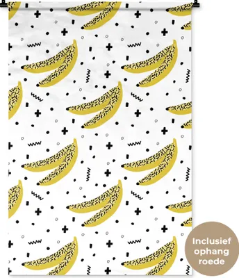 Produktbild von MuchoWow® Wandteppich Wandbehang Obst - Bananen - Muster 90x135 cm Tapisserie Dekoration Wandtuch - Baumwolle - Wandskulptur